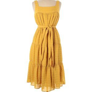 Slate & Willow Tiered Crinkle Crepe Midi Dress – Yellow – Size 6 (EUC)